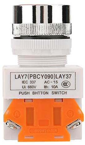 Aolidsive Interruttore A Pulsante Autobloccante Interruttore A Pulsante Rosso A Testa Piatta Attacco da 22 Mm 220 V 5 A Alta sensibilità Buon Isolamento Commutazione Rapida per Tecnici di Pannelli
