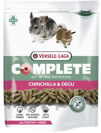 Versele-Laga Complete Chinchilla & Degu | 500 g | Alimento Completo para Chinchillas y degús | Alimento extrusionado Todo en uno Rico en Fibra | Sin azúcares añadidos y con linaza