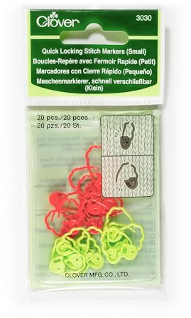 CLOVER CL3030 Schnellverschluss Maschenmarkierer (klein), Plastische, Mehrfarbig, 13 x 6.5 x 0.5 cm