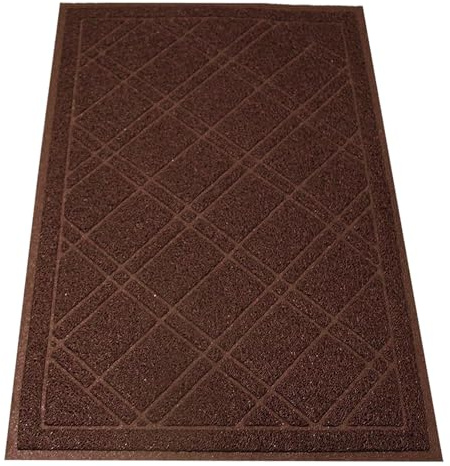 SlipToGrip Universal Door Mat, Plaid Design - Brown, 42 x 35 - Anti Slip, Durable and Washable, Outdoor, Indoor Floor Welcome Mat - Patio, Front Door, Dust Absorbent