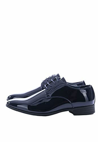Scarpe Uomo Eleganti Blu Nere Lucide Scarpe Classiche Cerimonia Derby