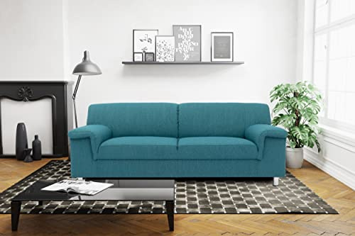 DOMO Collection Jamie Sofa 2er Couch, Garnitur 2 Sitzer, türkis, 190 x 80 x 72 cm | 2 Sitzer im klassischen Design mit eleganten Metallfüßen in Chromoptik für Wohnkomfort, 190 x 80 x 72 cm (BxTxH)