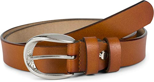 styleBREAKER Unisex Echtleder Gürtel 2,8 cm | Glattes Rindsleder Einfarbig | Edle geprägte Schnalle | Eleganter Look für Anzug & Jeans | Kürzbar, Farbe:Cognac, Größe:90cm