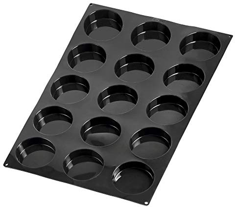 LACOR 66748 Florentina Mulden zum Backen und Gefrieren, BPA-frei, Ø 100 x 20 mm, 100 ml, Silikon, schwarz, 15 cavidades