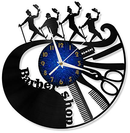 Divertente orologio da parete con disco in vinile da 30 cm per parrucchiere, orologio dal design moderno e silenzioso, adatto per cucina, soggiorno e camera da letto-B