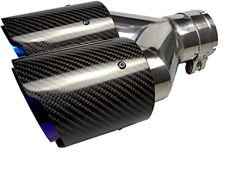 63mm Doppelschalldämpfer Spitze Carbon Auto Auspuffrohr Heckspitze Heckspitze Einlass 2,5 Auslass 3,5(Glänzend Blau Geröstet)