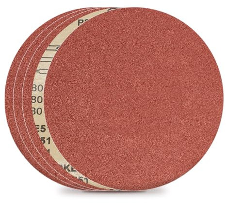 FEIHU 30 Stück Selbstklebende Scheiben red Ø 200 mm Körnung je 5 x P60, P80,P120, P180, P240, P320für Bandschleifer| tellerschleifer|Band-Tellerschleifer|Tellerschleifpapier(PSA-Schleifpapier)
