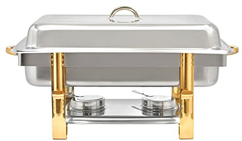 Futchoy Grid Chafing Dish, scaldavivande in acciaio inox, set da 9 l, con padella per acqua, coperchio, adatto per buffet, brunch, catering, feste, matrimoni, ecc