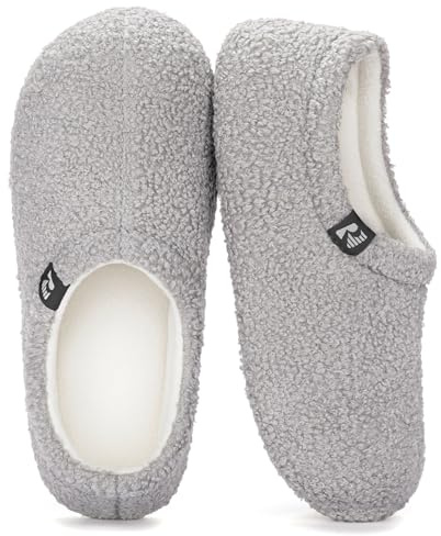 RockDove Chausson d'Intérieur Fermé en Polaire Teddy pour Femme, 38/39 EU, Gris clair