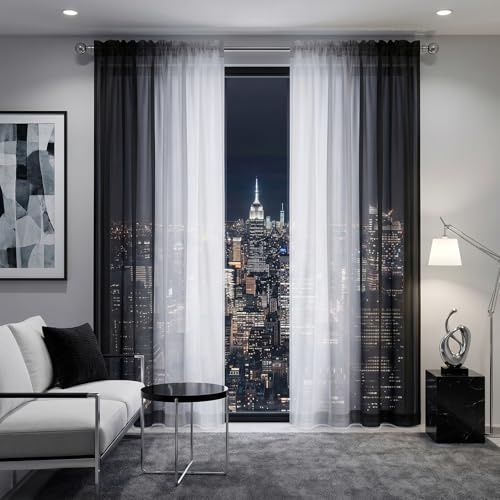 Melodieux Gardinen mit Kräuselband Ombre Transparent Vorhänge für Wohnzimmer 2er Set, 260x140cm