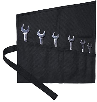 Werkzeugroll mit 6 Einsteckensfächer,16oz gewachstes Segeltuch, Rolltasche für Stechbeitel, Hämmer, Fishing Jigs, Tranchiermesser (schwarz)