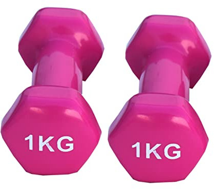 Lisaro 2er Set Vinyl Hanteln, Kurzhanteln mit Oberfläche aus Vinyl, ideal für Aerobic Gymnastik Pilates. Gewicht-1kg Lieferung pro Paar.