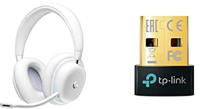 Logitech G G735 Cuffie Gaming Wireless, Illuminazione RGB LIGHTSYNC Personalizzabile, LIGHTSPEED, Bluetooth, Bianco & TP-Link Adattatore Bluetooth USB 2.0 Dongle Bluetooth 5.0 UB500, Trasferimento
