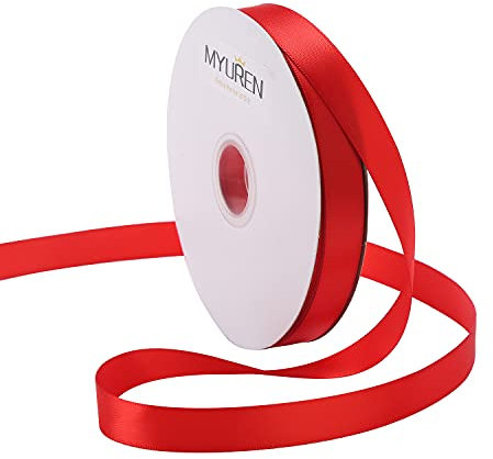 45m Doppelseitiges Satinband Rot 16mm Seidenband für Hochzeitsdekoration, Geschenkverpackungen, Partygeschenk, Bastelbedarf, Schleifen, Blumenstrauß