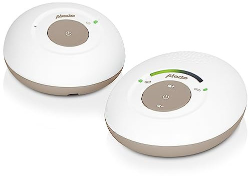 Alecto DBX110 Babyphone Audio - digitales Babyphone mit DECT - 300 m Reichweite - kompaktes Design - LED Lautstärkeskala - VOX Funktion - strahlungsarm - beige