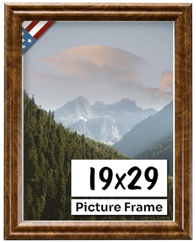 US Art 19x29 Brown Burl .75 in Wooden Photo Picture Poster Frame, Wall Art Living Room and Home Decor, Personalize for Certificate, Puzzle and Document Frames