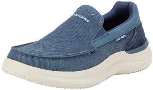 Skechers Hasting Fielden- Zapatos sin Cordones para Hombre, Azul Marino (Navy Canvas), 40 EU