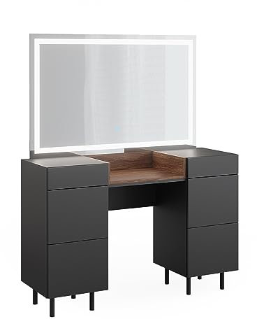 Vicco Schminktisch Anthrazit Anika 120x80x40 cm - Frisiertisch, Eleganter Look, der jedem Raum Charme verleiht