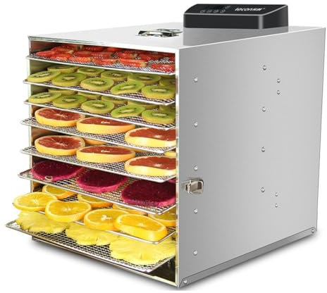 8 Couches Déshydrateurs Alimentaires Déshydrateur Alimentaire Acier Inoxydable Séchoir Alimentaire Avec Minuterie Et Contrôle De La Température Séchoir À Fruits Pour La Viande D'animaux Légumes Fruits