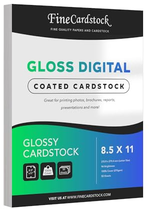 Double-Sided Heavyweight Gloss Digital C2S Cardstock – Perfect for Color Laser Printing, Flyers, Brochures, Photos | 8.5 x 11 | 100lb Cover | Acid Free, Glossy Coated on Both Sides | 50 Sheets
