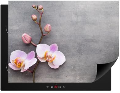 decorwelt Herdabdeckplatte aus Kunststoff Induktionsmatte Herdabdeckmatte Abdeckung Ceranfeld Orchidee Textur Grau 70x52 cm Abdeckplatte Ceranfeldabdeckung Antirutschmatte Indutionskochfeld