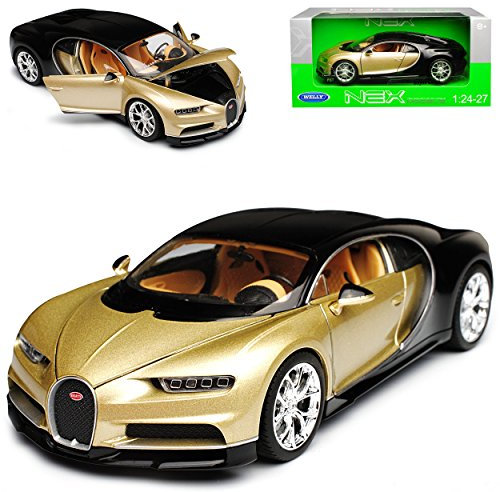 Welly Bugatti Chiron Coupe Beige Gold mit Schwarz Ab 2016 1/24 Modell Auto
