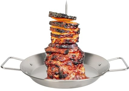 Griglia per Spiedo Verticale, Spiedo Verticale per Barbecue, Supporto per Spiedo Verticale Multifunzionale Staccabile in Acciaio Inossidabile per Tortillas di Mais, Pollo, Carne