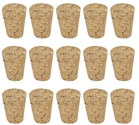 sourcing map Tapered Cork, 17x12x22mm Wooden Leakproof Soft Cork Stoppers for Wine Beer Bottle Crafts Corks Plug Replacement Laboratory Supplies, Dark Wood Color, Pack of 15