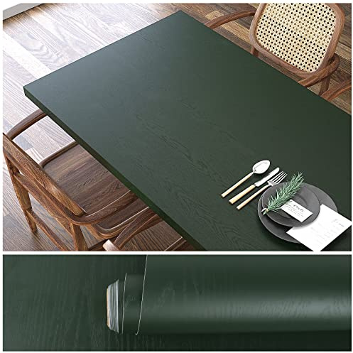 VEELIKE Tapete Holzoptik Dunkelgrün Retro 40 cm × 900 cm Selbstklebende Möbelfolie für Schlafzimmer und Badezimmer Wasserfest Dekorfolie