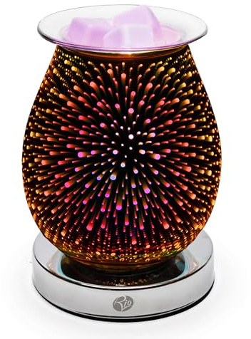 Rio Alura Wax Melt Burner & Aroma Diffuser Lamp – Electric 3D Firework Design in Purple, Yellow & Orange – Adjustable Scent Levels – Includes Bulb & Bowl – Home Fragrance Gift for Women & Men