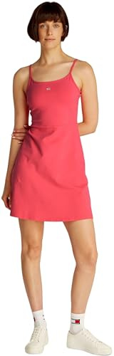 Tommy Jeans Donna Abito Essential Strap Flare Spalline Strette, Rosso (Amour), XL