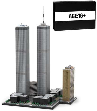 Lumitex Architecture Twin Towers Klemmbausteine Bauklötze, Modular Haus Gebäude Straßenansicht, 7121 Stück Architektur Wahrzeichen-Kollektion Entworfen von SPBrix - MOC-177998