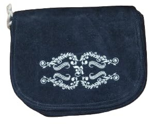 Trachten Ledertasche für Damen, Umhängetasche, 24 cm x 18 cm, Rindleder, mit Reißverschluss und Innentasche, Farben: Beigeoliv, Grün, Camel, Schwarz, Braun (Schwarz)