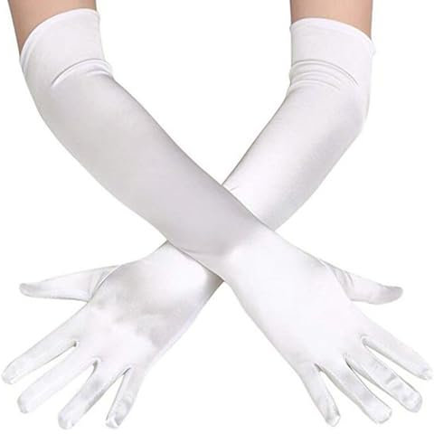 Loiluliy Satinhandskar långa, 1 Par Handskar Kvinnor Elastiska Klassiska Kvällshandskar Sidenhandskar 1920-Tals Stil Handskar för Opera, Maskerad, Cosplay-Kostymer, Halloweenfest