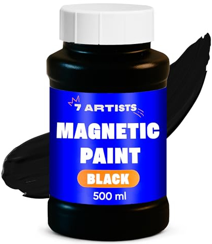 7 Artists Magnetische Tafelfarbe Schwarz 500 ml - Magnetfarbe auf Wasserbasis | Schwarze Tafelfarbe für grundierte Wand Holz Metall | Magnetische Farbe für Kreideschreiben und Zeichnen