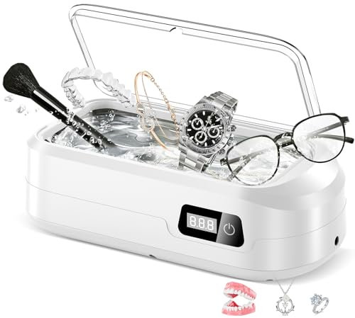 HyAdierTech Limpiador ultrasónico de gafas 49 KHz, 600 ml, 4 modos, temporizador digital