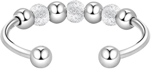 FEITENGU Silver Anxiety Ring,Aura Silberring Fidget Ringe,Anti Stress Rings Silber 925 Damen,Daumenring,Stimmungsring Weihnachten Geburtstag Jubiläum Geschenke Für Frauen