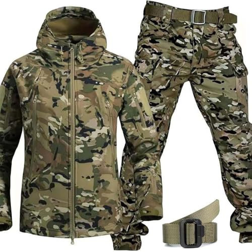 Generisch Militärische Tarn Jagduniform Herren Softshell Jacke Taktische Uniformen Militärische wasserdichte Armee Kampfanzug Sets Jagdbekleidung Hose Leicht Outdoor ReißVerschluss,A,XL