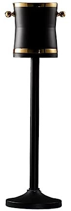 Großer Champagnereimer aus Edelstahl mit Ständer, mattschwarzes Finish, luxuriöser Eiskübel, Weineimer, 69 cm hoch
