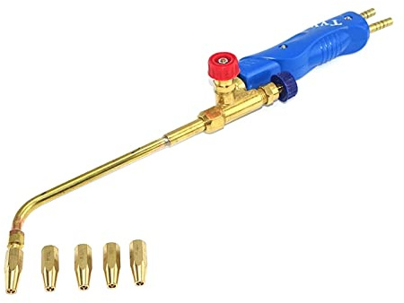 Schweißbrenner, 5 Düsen, Gas-Lötbrenner, H01-2, Sauerstoff, Propan, Acetylen, Flüssiggas für Stahl, Kupfer, Aluminium, Silber, Lötbrenner-Set (Propan)