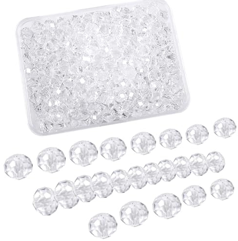 TOAOB 220 Pezzi 6mm Perline di Vetro di Cristallo Sfaccettato Trasparente | Perline in Vetro, per Bigiotteria Braccialetti Collane Orecchini Creazione di Gioielli