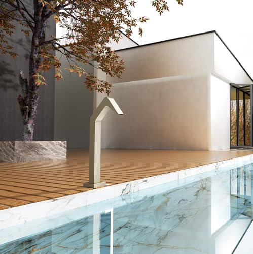 IMEX - Cascata Piscina in Acciaio S.316 | Fontana per Piscina a Cascata da 60 X 55 Mm | Pool Fountain con Getto per Terrazza Esterna | Acqua Fredda | Serie Niagara | Colore Moka