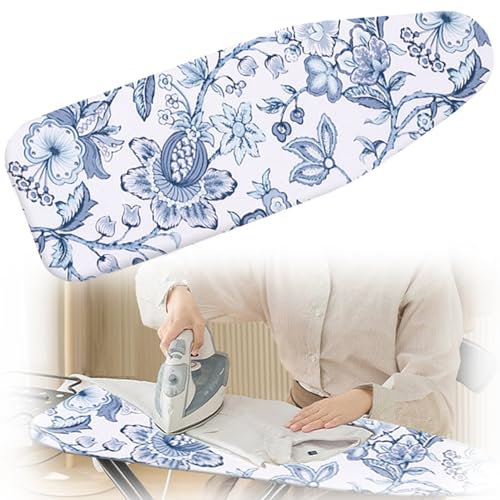 Cotton Ironing Board Cover,35x12in 39x13in 43x13in 47x15in Ironing Board Cover And Pad Homes Ironing Cover And Pad Standard Size Iron Board Cover(Blue,110x35cm)
