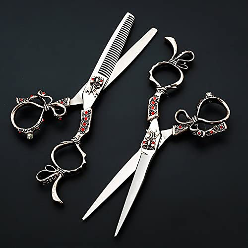 asdchZen Haarschneidemaschine, Friseurschere, Haarschneideschere, 6 Zoll, Gehobene Japan 440C Retro-Edelstein-Haarschere, Friseurschere, Friseurschere, Haarschnitt, Effilierschere, Schnittschere