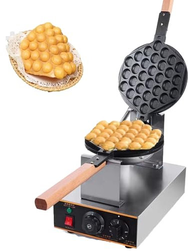 KYZTMHC Commercial Egg Puff Waffle Maker, 1400W Fast Heating, Non-Stick Cast Aluminum Plates, Adjustable Temp for Golden Crispy Results