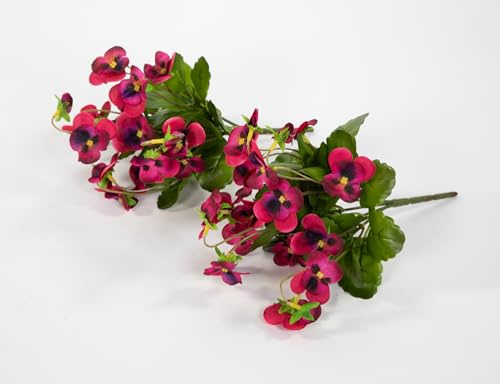 Seidenblumen Roß 2 Stück Hornveilchen 22cm FT Kunstblumen künstliche Blumen Mini-Stiefmütterchen Viola cornuta (Beauty)