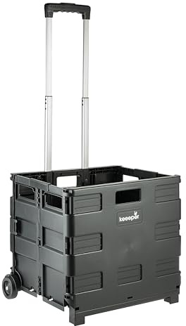 keeeper olli Faltbarer Einkaufstrolley, 65 l, Bis 35 kg Tragkraft, Zusammenklappbar, Leichtgängige Räder, Schwarz