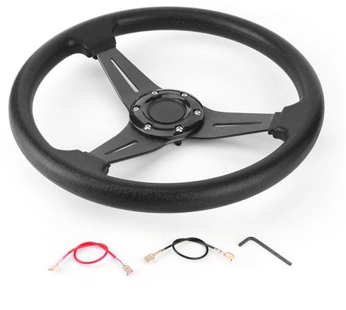 Lenkrad Auto，Sportlenkrad 350mm/14in Racing Auto Lenkrad Komfortable Driften Lenkrad for Autos(Black)