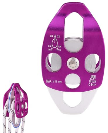 Hominas Carrucola Arrampicata, 32 KN Puleggia Rota Alluminio Pulegge Paranco Fune per Arrampicata su Roccia Alpinismo