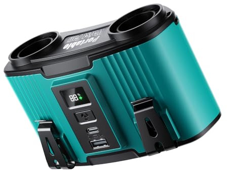 Sungive ventilateur de hanches avec powerbank 24000mAh, 2 ports USB, 10 vitesses intelligentes, design ultra-silencieux (80h), clips rotatifs doubles, charge rapide USB-A & Type-C.(Bleu)
